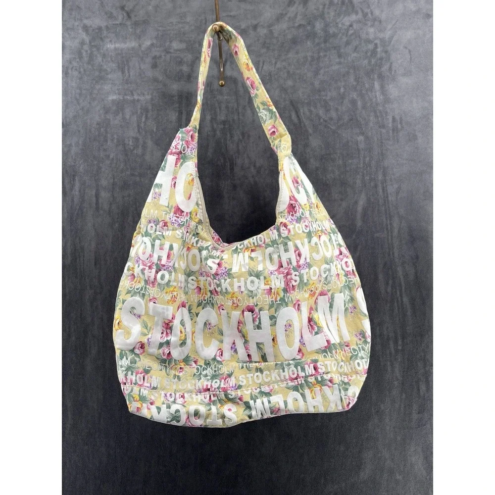Robin Ruth Stockholm Sweden Floral Canvas Hobo Shoulder Bag Souvenir Travel